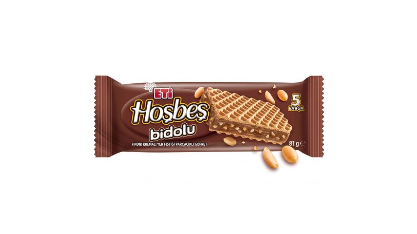 Eti Hoşbeş Bidolu Hazelnut Cream Wafer with Peanuts 81 g