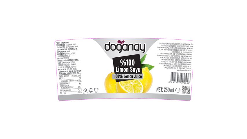 Doğanay 100% Lemon Juice 250 ml