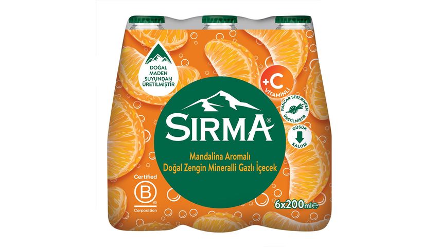 Sırma Mandarin Flavored Natural Mineral Water with Vitamin C 6 x 200 ml