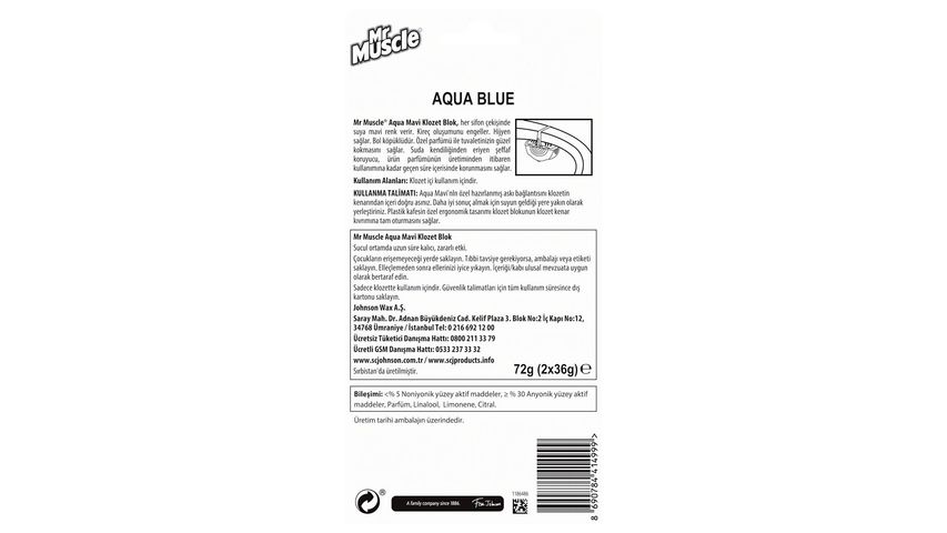 Mr. Muscle Aqua Blue Toilet Rim Block 2x36 g