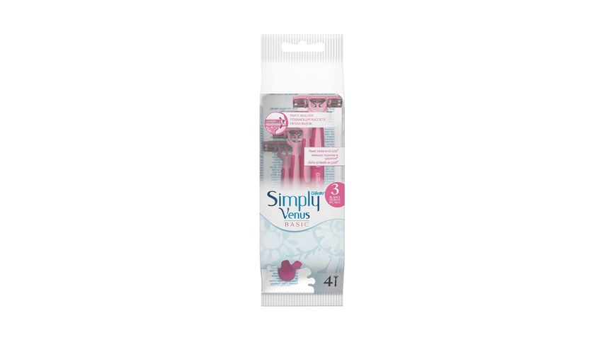 Gillette Simply Venus 3 Basic Disposable Women's Razor Set of 4